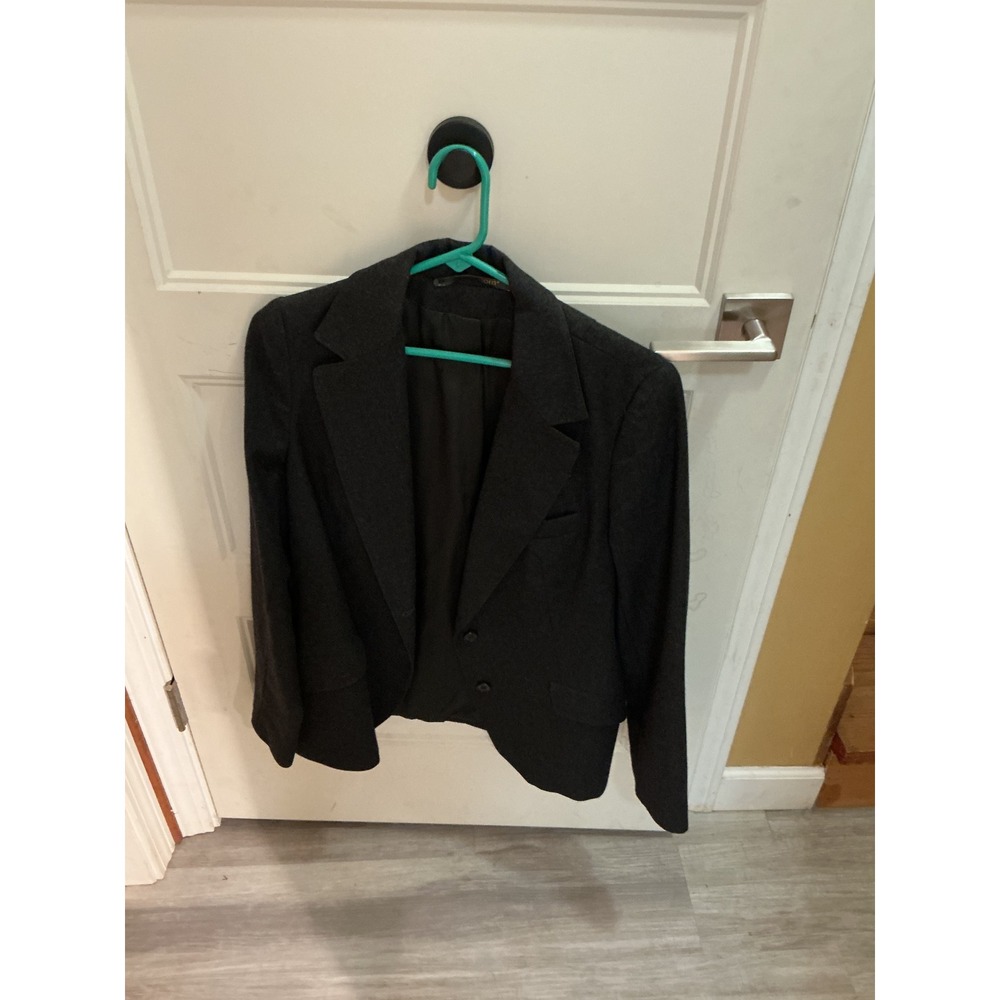 Cora Made in Poland Charcoal Gray Two Button Tailored Blazer Jacket Size 6
